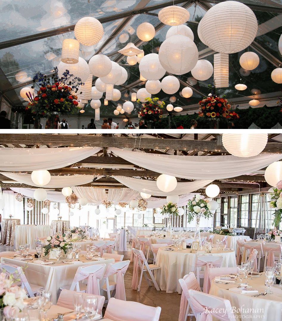 5-PACK 36&quot; White Jumbo Paper Lantern, Even Ribbing, Chinese Hanging Wedding &amp; Party Decoration