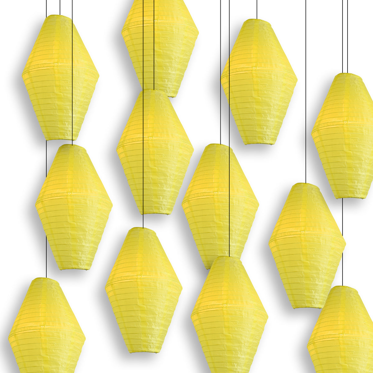 Yellow Diamond Unique Shaped Shimmering Nylon Lantern, 12-inch x 19-inch