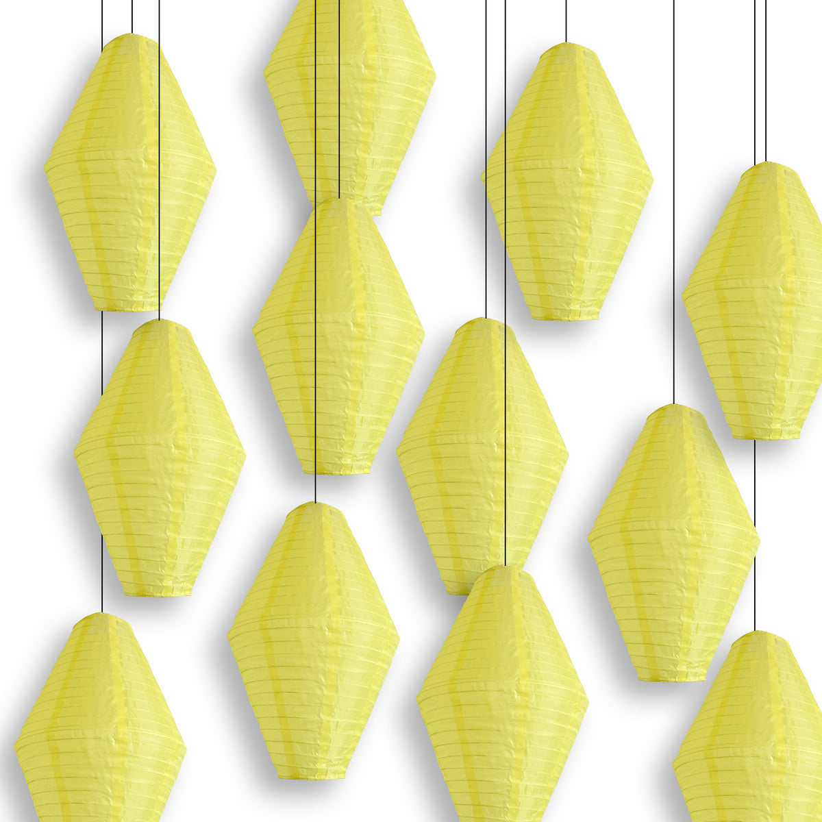 Yellow Diamond Unique Shaped Shimmering Nylon Lantern, 12-inch x 19-inch