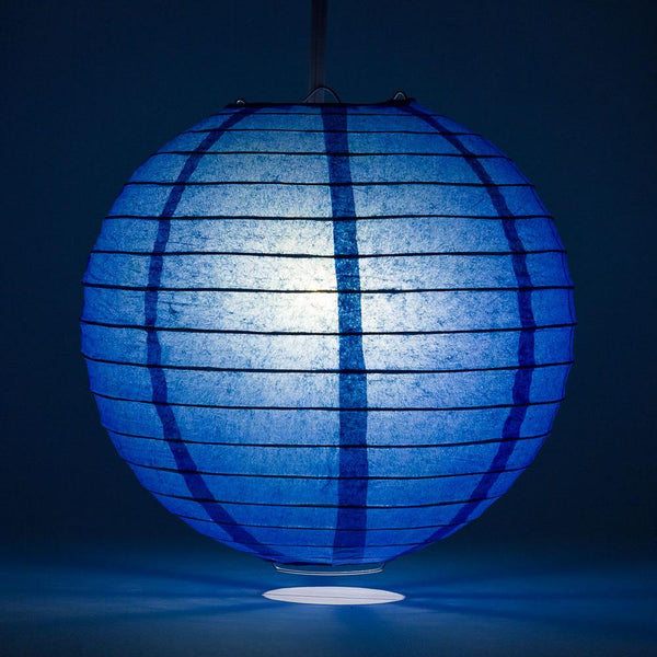 BULK PACK (5) 8" Dark Blue Round Paper Lantern, Even Ribbing, Chinese Hanging Wedding & Party Decoration - PaperLanternStore.com - Paper Lanterns, Decor, Party Lights & More