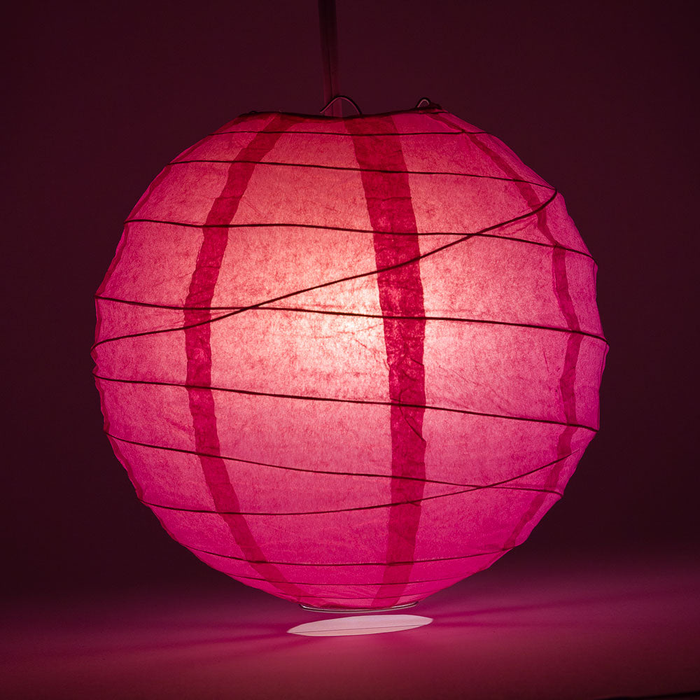 10" Fuchsia / Hot Pink Round Paper Lantern, Crisscross Ribbing, Chinese Hanging Wedding & Party Decoration - PaperLanternStore.com - Paper Lanterns, Decor, Party Lights & More
