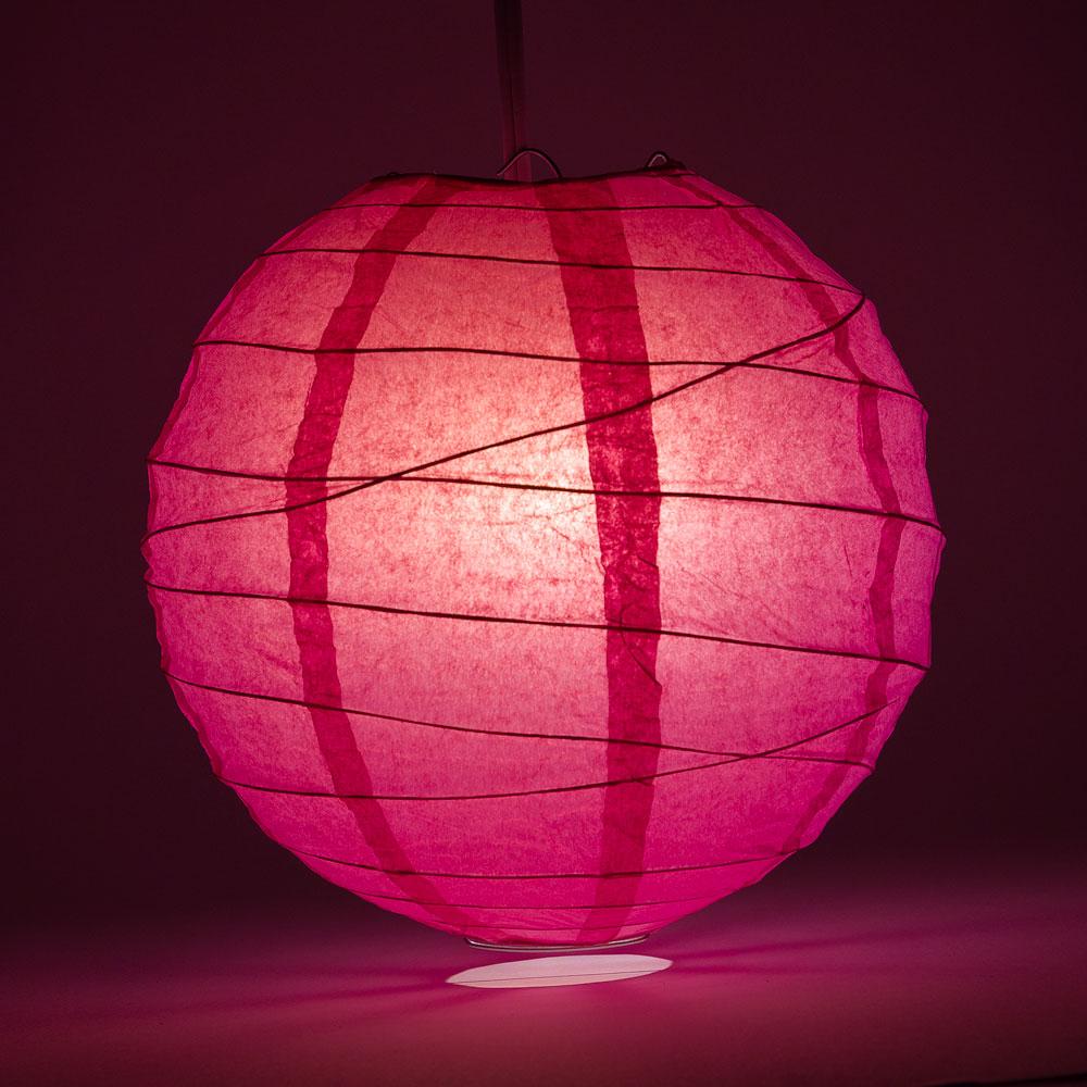 5-PACK 20&quot; Fuchsia / Hot Pink Round Paper Lantern, Crisscross Ribbing, Chinese Hanging Wedding &amp; Party Decoration