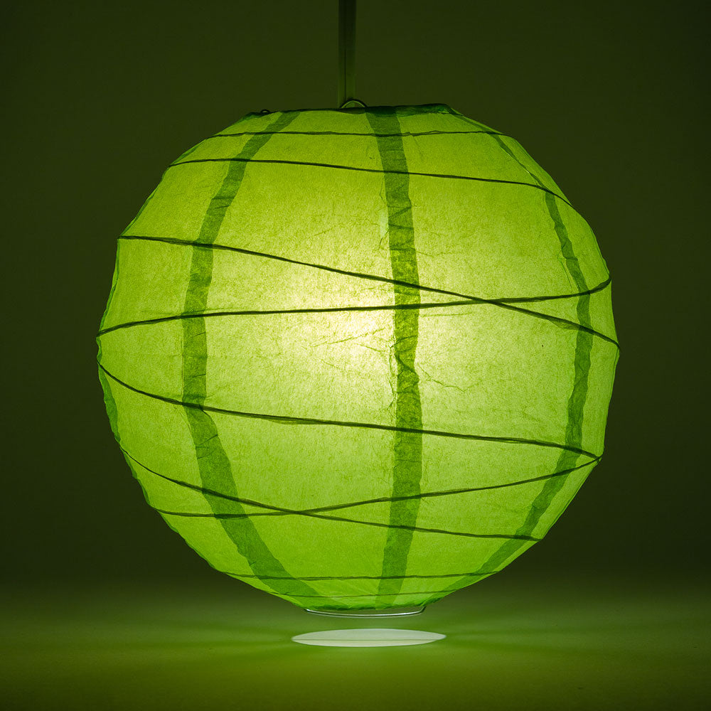 16" Grass Greenery Round Paper Lantern, Crisscross Ribbing, Chinese Hanging Wedding & Party Decoration - PaperLanternStore.com - Paper Lanterns, Decor, Party Lights & More
