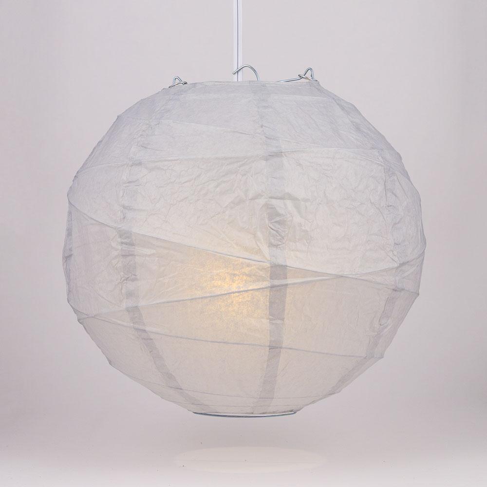 BLOWOUT 5-PACK 24&quot; Gray / Grey Round Paper Lantern, Crisscross Ribbing, Chinese Hanging Wedding &amp; Party Decoration