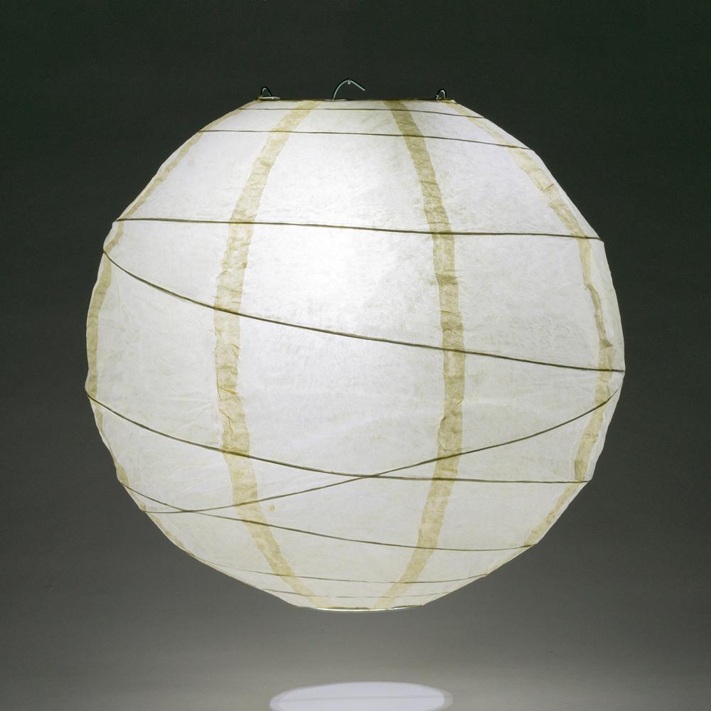 BULK PACK (12) 20&quot; Ivory Round Paper Lantern, Crisscross Ribbing, Chinese Hanging Wedding &amp; Party Decoration