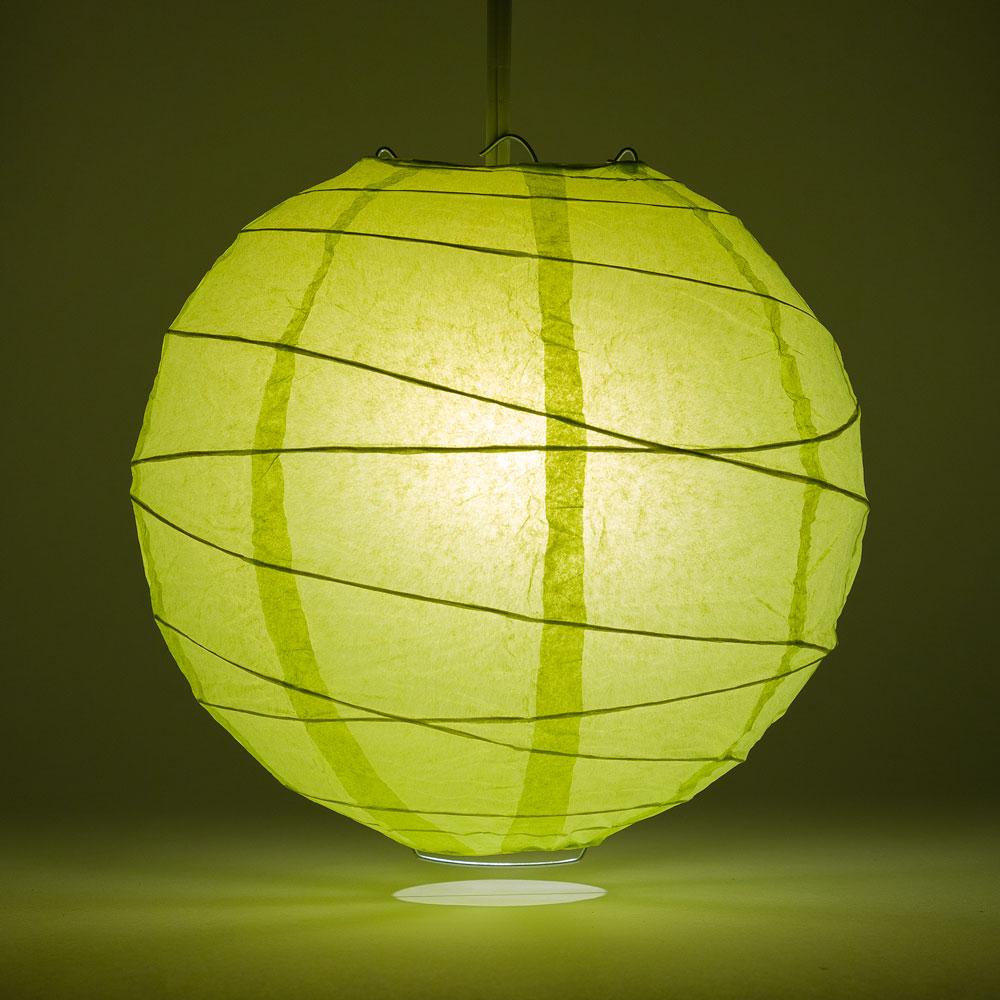 BLOWOUT 5-PACK 14&quot; Light Lime Green Round Paper Lantern, Crisscross Ribbing, Chinese Hanging Wedding &amp; Party Decoration
