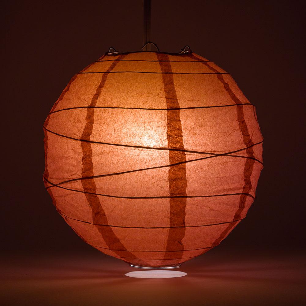 BULK PACK (12) 20&quot; Marsala / Burgundy Wine Round Paper Lantern, Crisscross Ribbing, Chinese Hanging Wedding &amp; Party Decoration