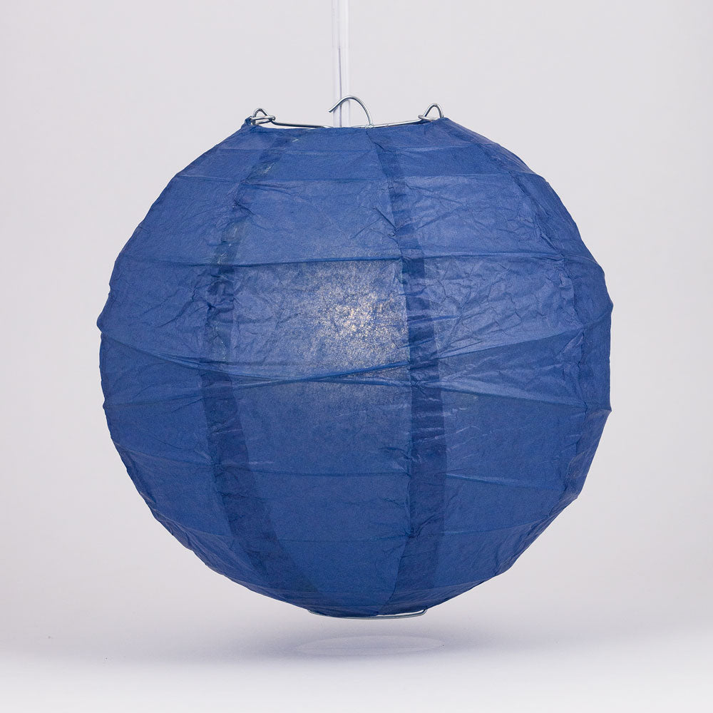 10&quot; Navy Blue Round Paper Lantern, Crisscross Ribbing, Chinese Hanging Wedding &amp; Party Decoration - PaperLanternStore.com - Paper Lanterns, Decor, Party Lights &amp; More