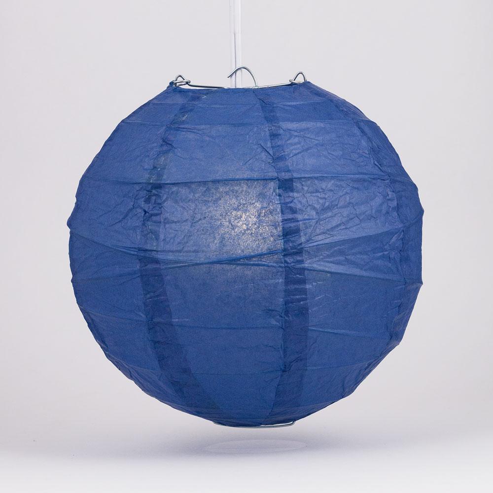 BULK PACK (12) 20&quot; Navy Blue Round Paper Lantern, Crisscross Ribbing, Chinese Hanging Wedding &amp; Party Decoration
