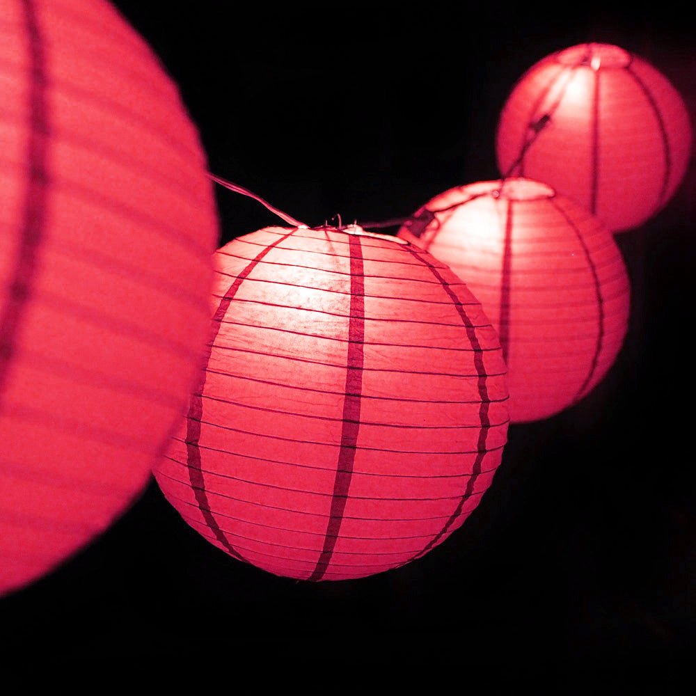 MoonBright 12" Hot Pink Paper Lantern Outdoor String Light Set (10-PACK Combo Kit) - PaperLanternStore.com - Paper Lanterns, Decor, Party Lights & More