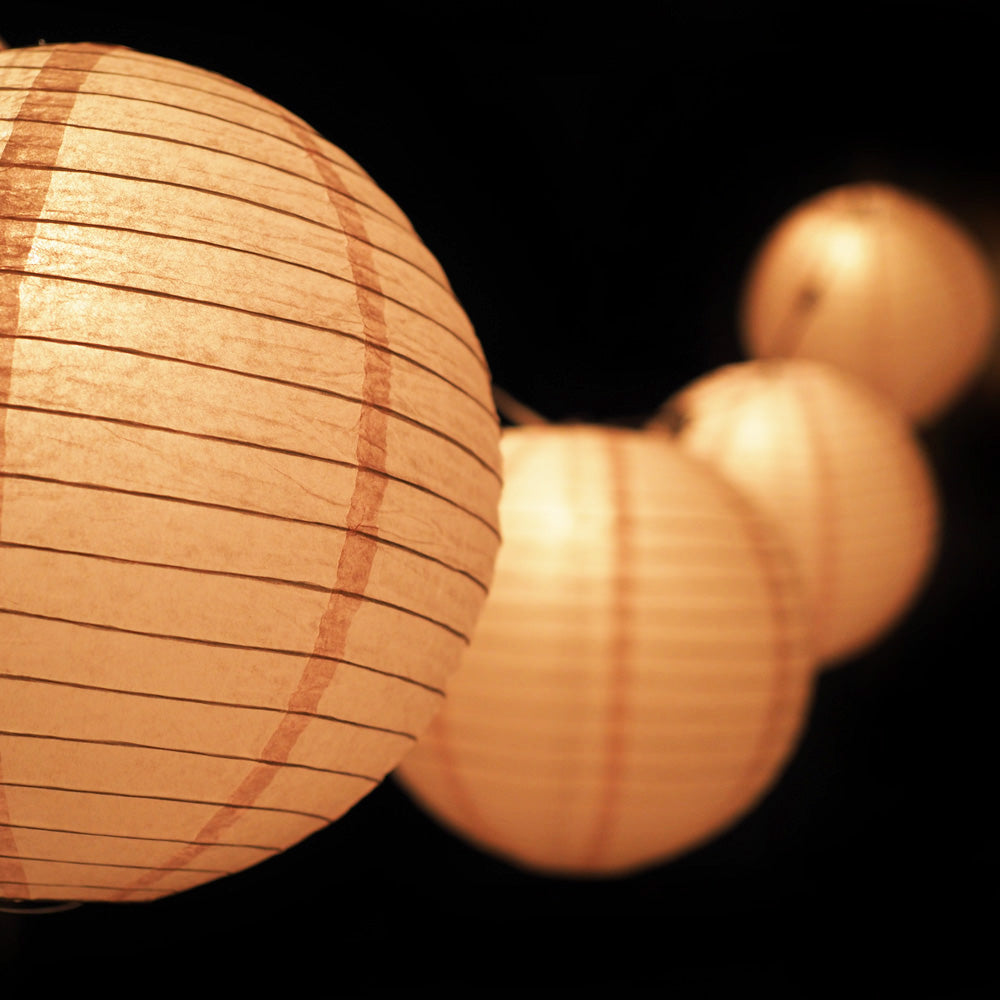 MoonBright 12&quot; Pink Paper Lantern Outdoor String Light Set (10-PACK Combo Kit) - PaperLanternStore.com - Paper Lanterns, Decor, Party Lights &amp; More