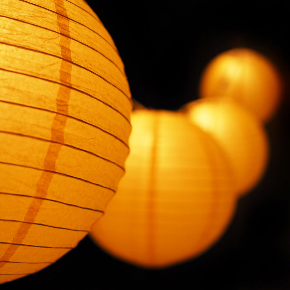 MoonBright 12" Yellow Paper Lantern Outdoor String Light Set (10-PACK Combo Kit) - PaperLanternStore.com - Paper Lanterns, Decor, Party Lights & More