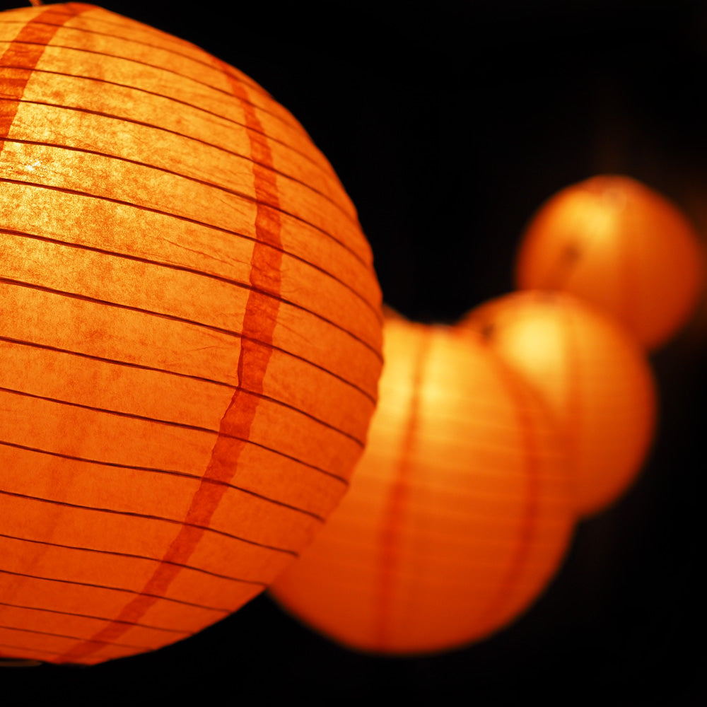 MoonBright 12" Orange Paper Lantern String Light Set (10-PACK Combo Kit) - PaperLanternStore.com - Paper Lanterns, Decor, Party Lights & More
