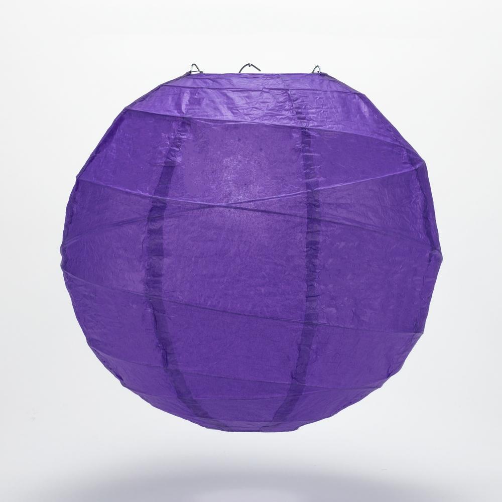 5-PACK 16&quot; Plum Purple Round Paper Lantern, Crisscross Ribbing, Hanging Decoration