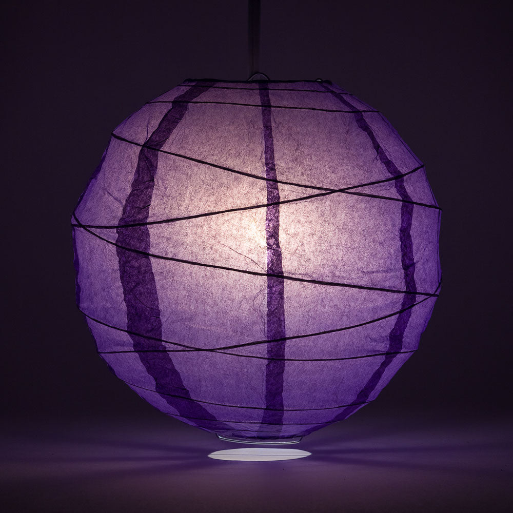 16&quot; Royal Purple Round Paper Lantern, Crisscross Ribbing, Chinese Hanging Wedding &amp; Party Decoration - PaperLanternStore.com - Paper Lanterns, Decor, Party Lights &amp; More