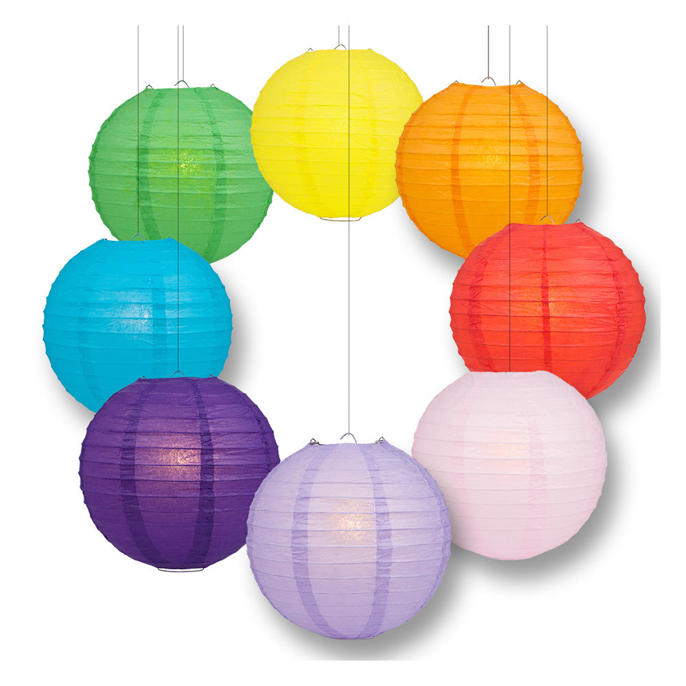 10&quot; Rainbow Celebration Party Pack Parallel Paper Lantern Combo Set (8-PACK) - PaperLanternStore.com - Paper Lanterns, Decor, Party Lights &amp; More