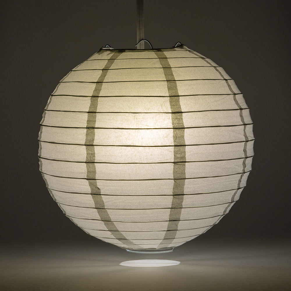 14" Silver Round Paper Lantern, Even Ribbing, Chinese Hanging Wedding & Party Decoration - PaperLanternStore.com - Paper Lanterns, Decor, Party Lights & More