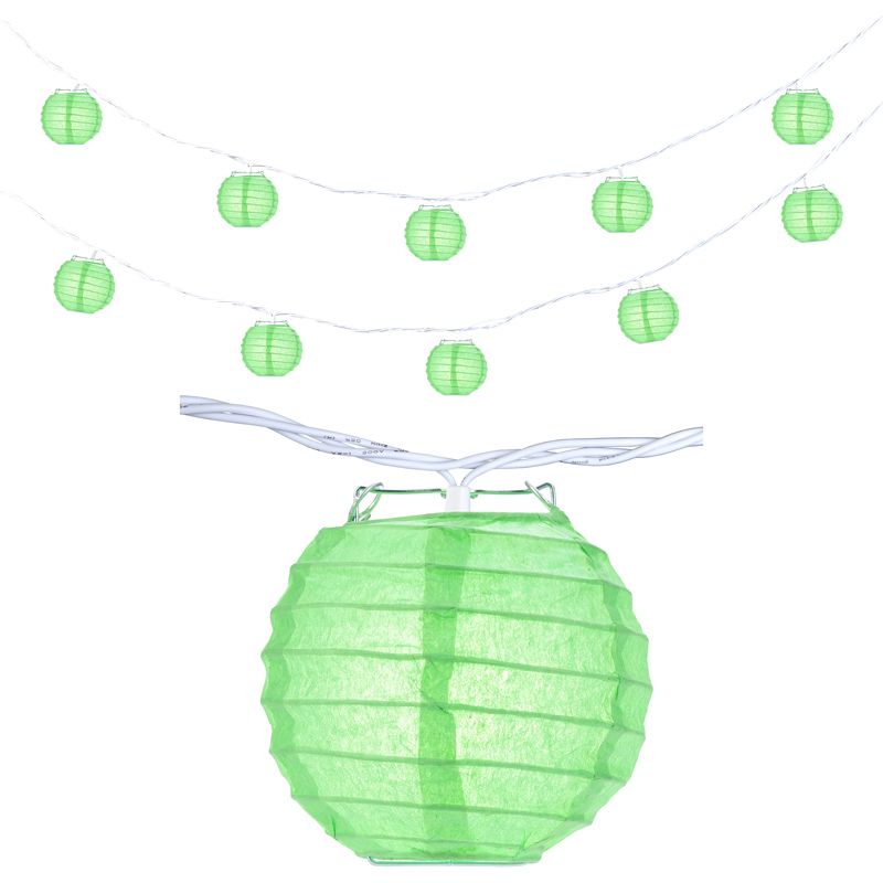 10 Socket Grass Greenery Round Paper Lantern Party String Lights (4&quot; Lanterns, Expandable) - PaperLanternStore.com - Paper Lanterns, Decor, Party Lights &amp; More