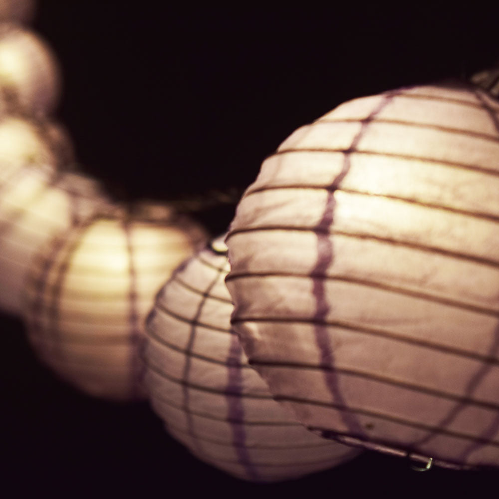 10 Socket Lavender Round Paper Lantern Party String Lights (4&quot; Lanterns, Expandable) - PaperLanternStore.com - Paper Lanterns, Decor, Party Lights &amp; More