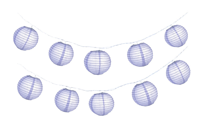 10 Socket Lavender Round Paper Lantern Party String Lights (4&quot; Lanterns, Expandable) - PaperLanternStore.com - Paper Lanterns, Decor, Party Lights &amp; More