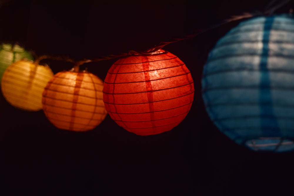 10 Socket Multi Color Round Paper Lantern Party String Lights (4&quot; Lanterns, Expandable) - PaperLanternStore.com - Paper Lanterns, Decor, Party Lights &amp; More