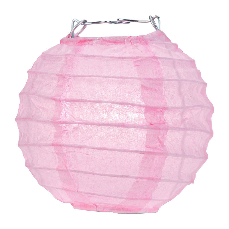 10 Socket Pink Round Paper Lantern Party String Lights (4&quot; Lanterns, Expandable) - PaperLanternStore.com - Paper Lanterns, Decor, Party Lights &amp; More