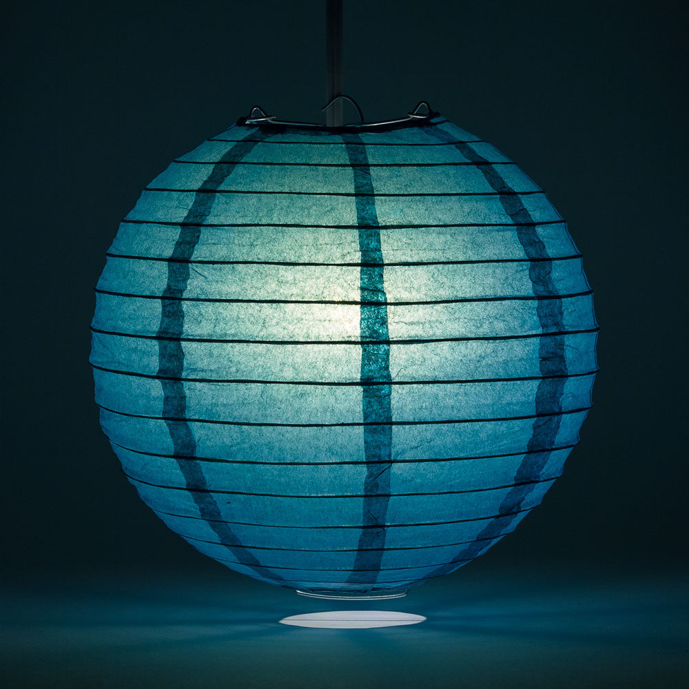 8&quot; Tahiti Teal Round Paper Lantern, Even Ribbing, Chinese Hanging Wedding &amp; Party Decoration - PaperLanternStore.com - Paper Lanterns, Decor, Party Lights &amp; More