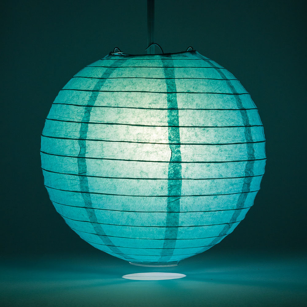 8" Teal Green Round Paper Lantern, Even Ribbing, Chinese Hanging Wedding & Party Decoration - PaperLanternStore.com - Paper Lanterns, Decor, Party Lights & More