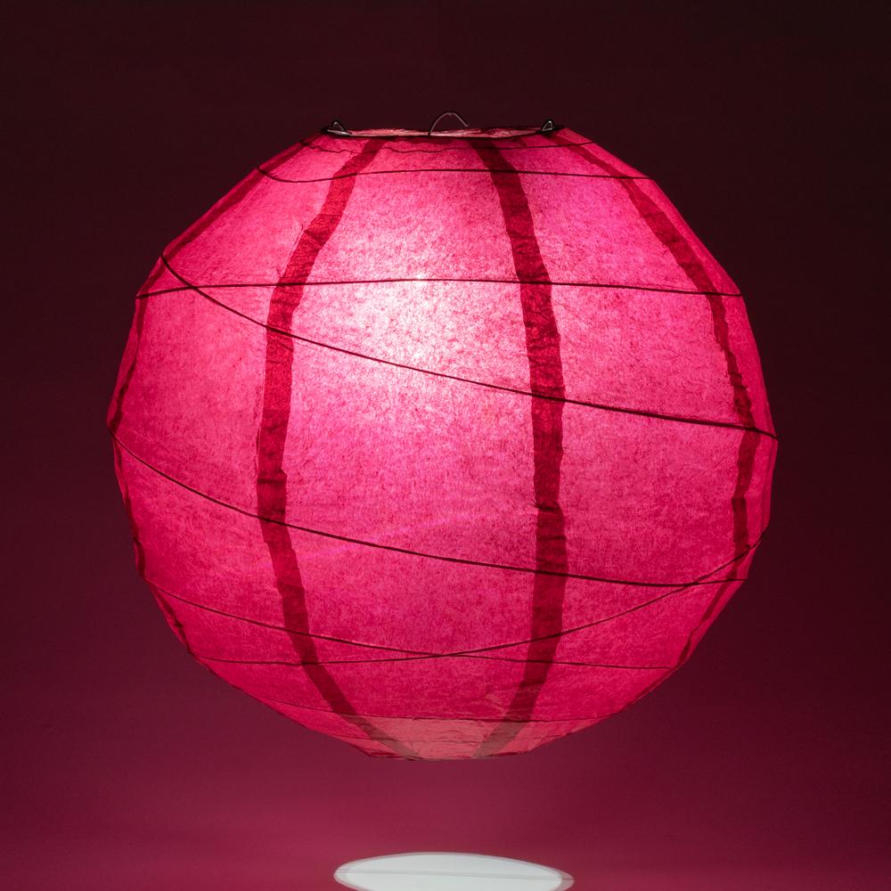 BLOWOUT BULK PACK (5) 20&quot; Velvet Red Round Paper Lantern, Crisscross Ribbing, Chinese Hanging Wedding &amp; Party Decoration