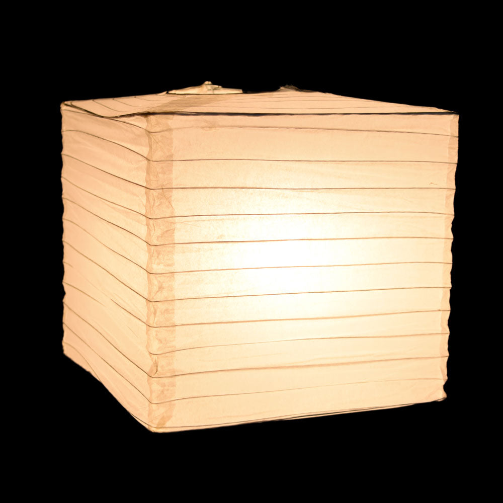10" White Square Shaped Paper Lantern - PaperLanternStore.com - Paper Lanterns, Decor, Party Lights & More