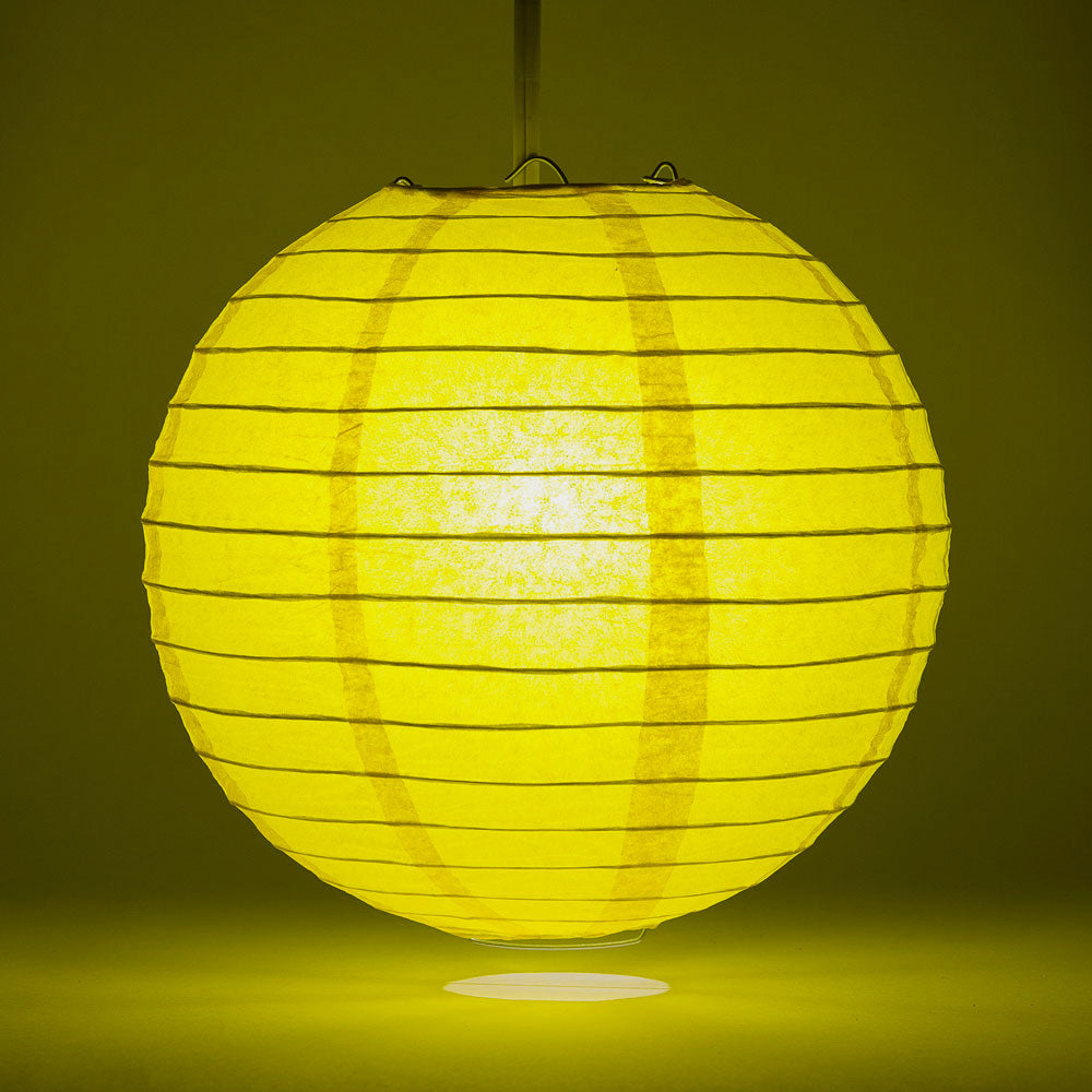 10" Yellow Round Paper Lantern, Even Ribbing, Chinese Hanging Wedding & Party Decoration - PaperLanternStore.com - Paper Lanterns, Decor, Party Lights & More