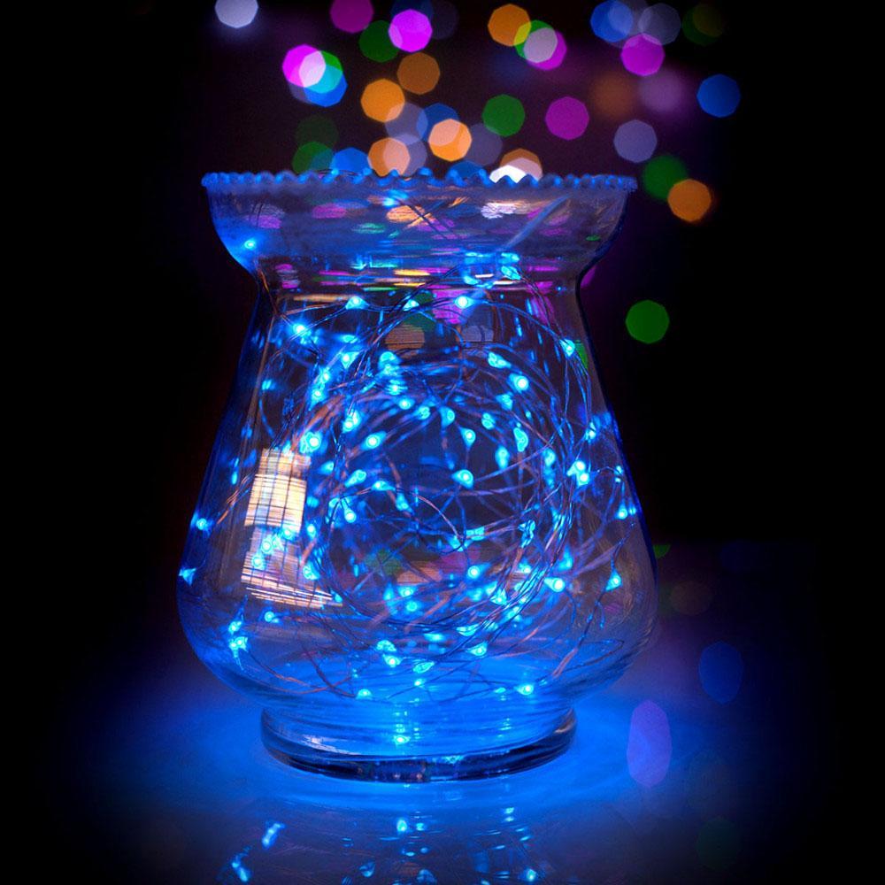 33 FT | 100 LED Blue Waterproof Micro Fairy String Lights With Power Adaptor - PaperLanternStore.com - Paper Lanterns, Decor, Party Lights &amp; More