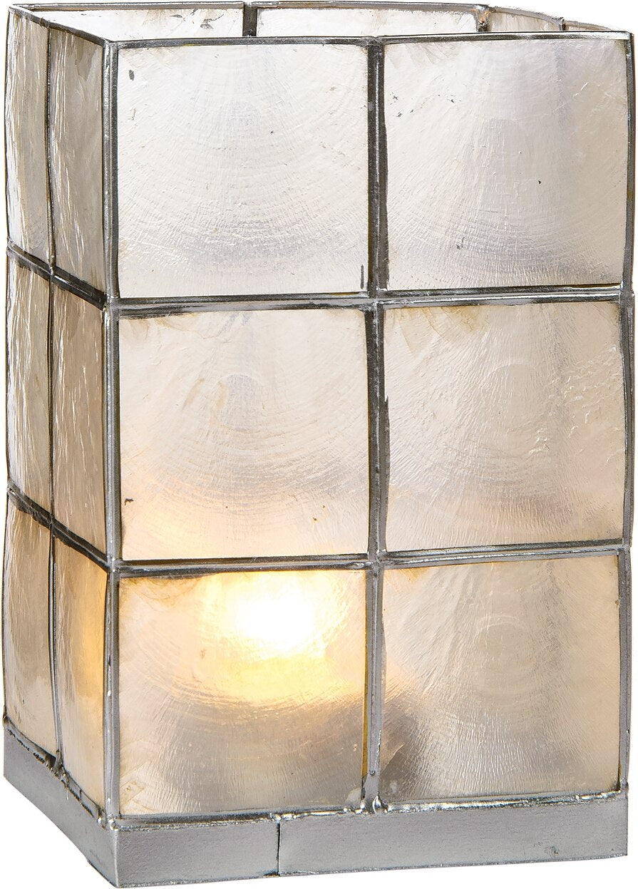 White &amp; Silver Moku Tall Capiz Candle Holder - PaperLanternStore.com - Paper Lanterns, Decor, Party Lights &amp; More