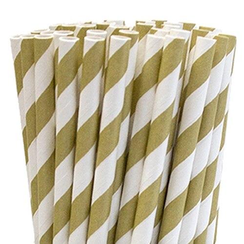 Gilt Gold Paper Straws - 25 pack - PaperLanternStore.com - Paper Lanterns, Decor, Party Lights &amp; More