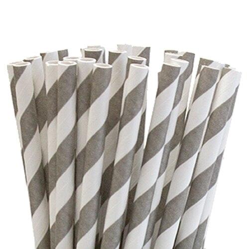 Platinum Silver Paper Straws - 25 pack - PaperLanternStore.com - Paper Lanterns, Decor, Party Lights &amp; More