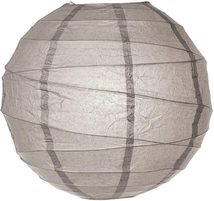 BULK PACK (12) 24" Gray / Grey Round Paper Lantern, Crisscross Ribbing, Chinese Hanging Wedding & Party Decoration - PaperLanternStore.com - Paper Lanterns, Decor, Party Lights & More