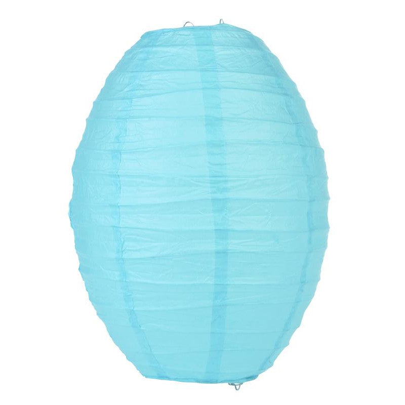 Water Blue Kawaii Unique Oval Egg Shaped Paper Lantern, 10-inch x 14-inch - PaperLanternStore.com - Paper Lanterns, Decor, Party Lights &amp; More