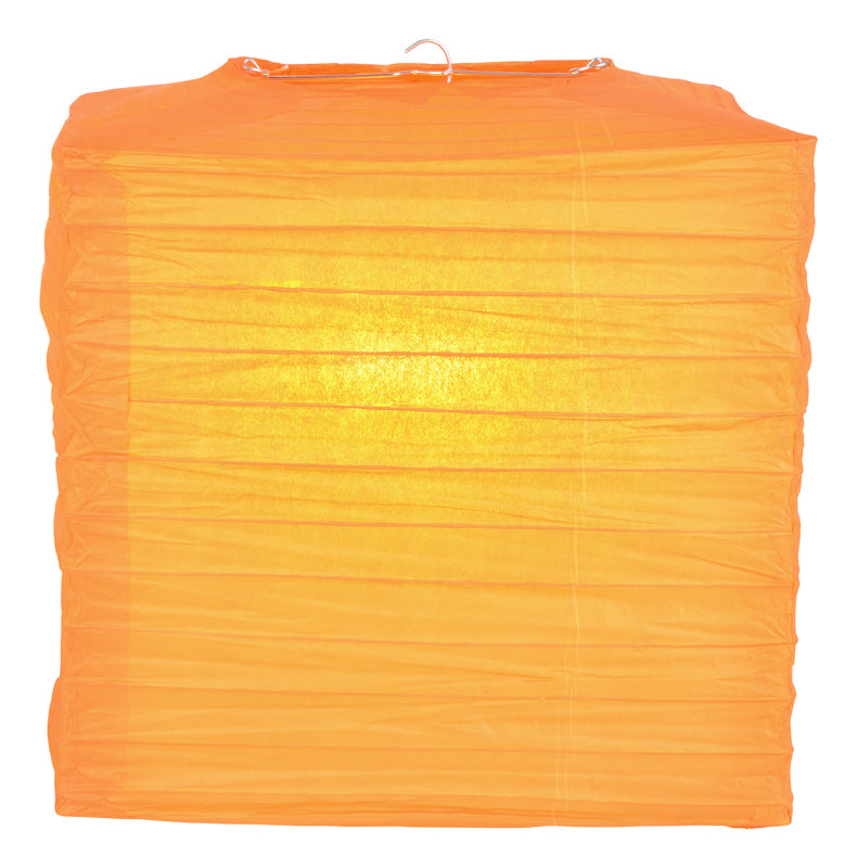 10&quot; Orange Square Shaped Paper Lantern - PaperLanternStore.com - Paper Lanterns, Decor, Party Lights &amp; More