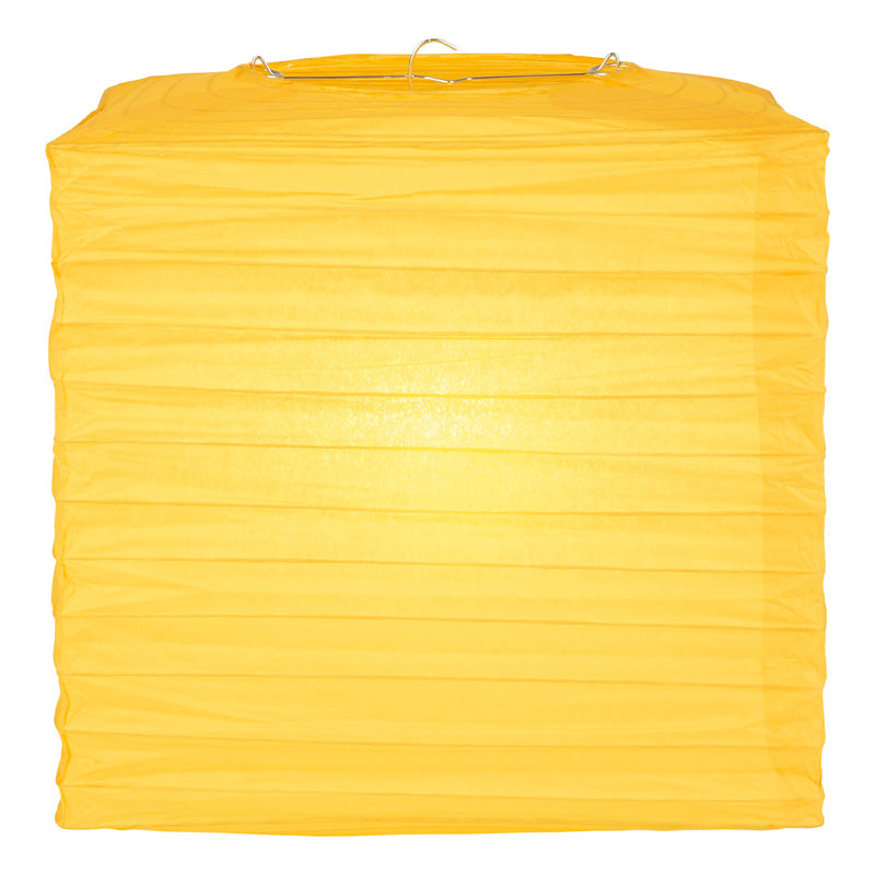 10&quot; Yellow Square Shaped Paper Lantern - PaperLanternStore.com - Paper Lanterns, Decor, Party Lights &amp; More