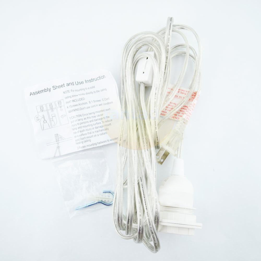 BULK PACK (10) Single Socket Pendant Light Cord Kits for Lanterns (11FT, Switch, Clear) - PaperLanternStore.com - Paper Lanterns, Decor, Party Lights &amp; More