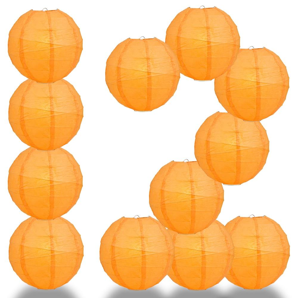BULK PACK (12) 20" Orange Round Paper Lantern, Crisscross Ribbing, Chinese Hanging Wedding & Party Decoration - PaperLanternStore.com - Paper Lanterns, Decor, Party Lights & More