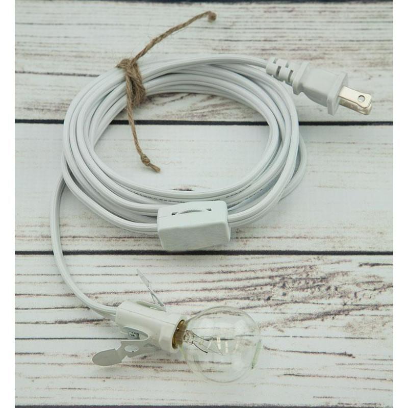 Extra-Long Star Lantern White Mini Socket Pendant Light Lamp Cord, E12 Base, Switch, 25 Ft - Electrical Swag Light Kit