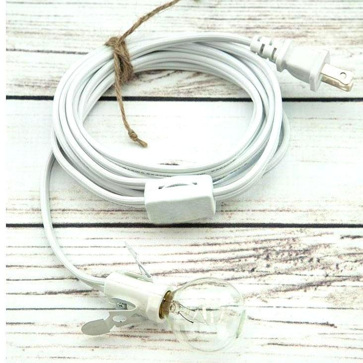 Star Lantern White Mini Socket Pendant Light Lamp Cord, E12 Base, Switch, 15 Ft - Electrical Swag Light Kit