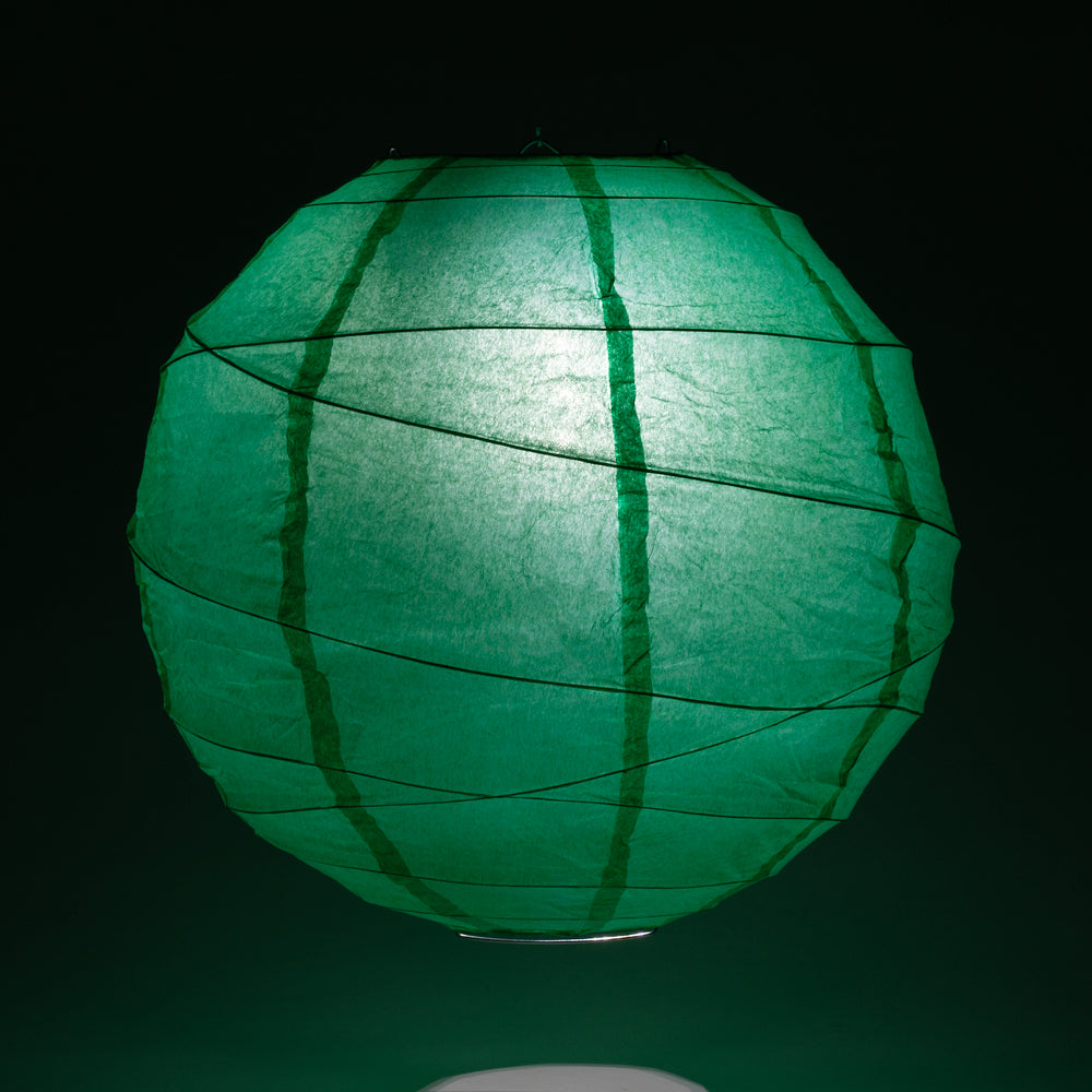 12&quot; Arcadia Teal Green Round Paper Lantern, Crisscross Ribbing, Hanging Decoration - PaperLanternStore.com - Paper Lanterns, Decor, Party Lights &amp; More