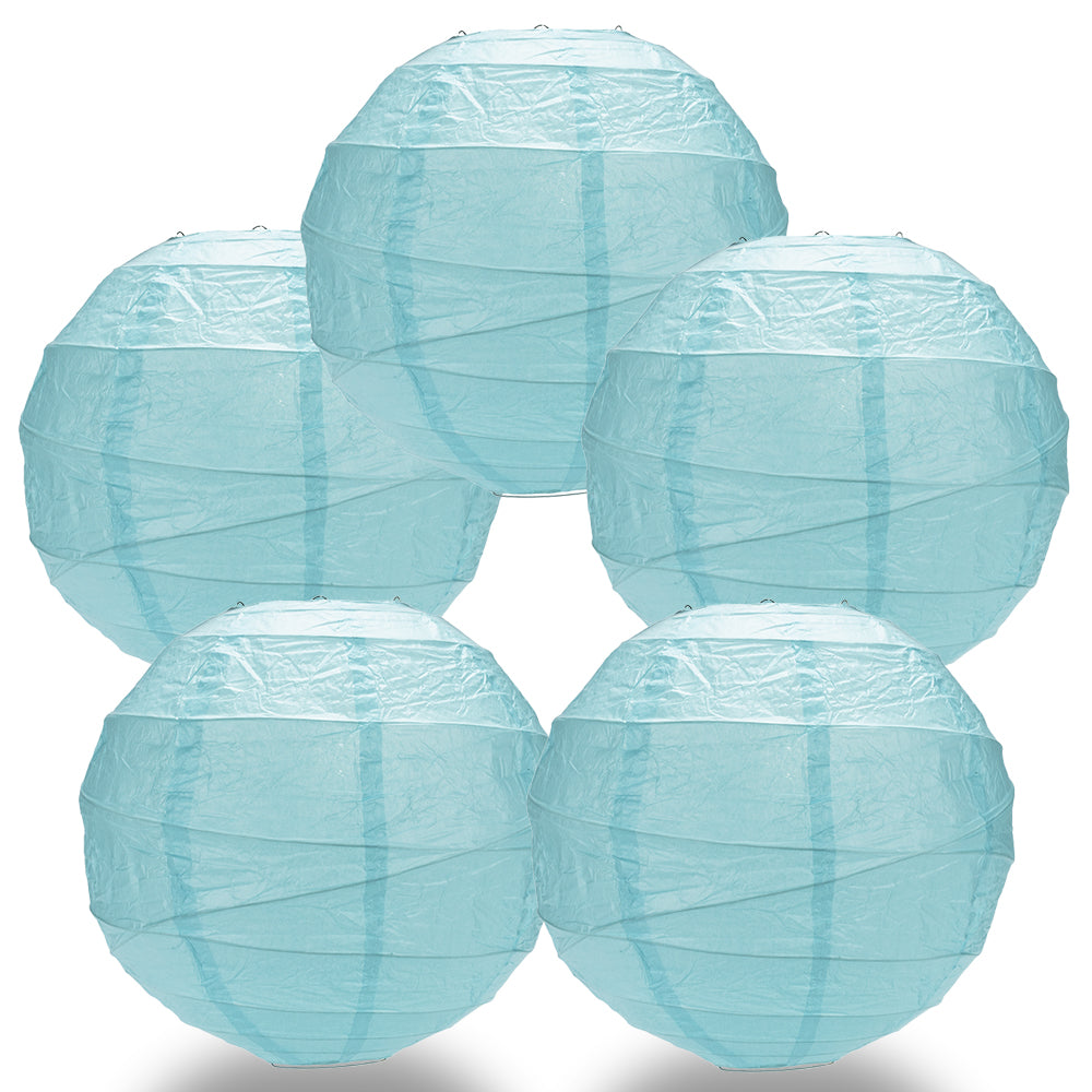 5 PACK | 12"  Baby Blue Crisscross Ribbing, Hanging Paper Lanterns - PaperLanternStore.com - Paper Lanterns, Decor, Party Lights & More
