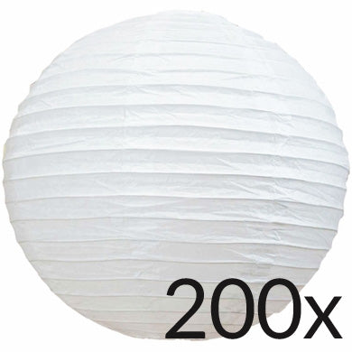 BULK PACK (200) 12&quot; White Round Even Ribbing Paper Lantern - PaperLanternStore.com - Paper Lanterns, Decor, Party Lights &amp; More
