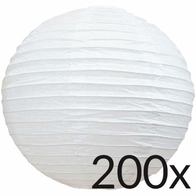 BULK PACK (200) 12" White Round Even Ribbing Paper Lantern - PaperLanternStore.com - Paper Lanterns, Decor, Party Lights & More