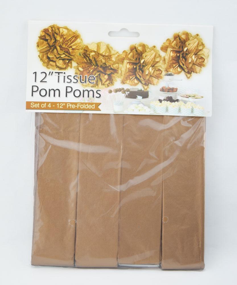 EZ-Fluff 12" Copper Tissue Paper Pom Poms Flowers Balls, Hanging Decorations (4 PACK) - PaperLanternStore.com - Paper Lanterns, Decor, Party Lights & More