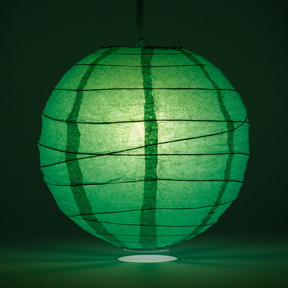 20&quot; Emerald Green Round Paper Lantern, Crisscross Ribbing, Chinese Hanging Wedding &amp; Party Decoration - PaperLanternStore.com - Paper Lanterns, Decor, Party Lights &amp; More