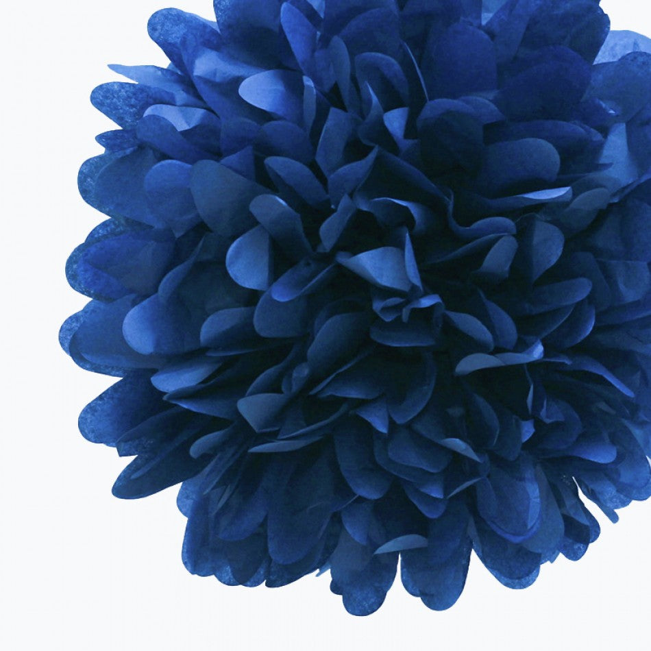 EZ-Fluff 12" Navy Dark Blue Tissue Paper Pom Poms Flowers Balls, Decorations (4 PACK) - PaperLanternStore.com - Paper Lanterns, Decor, Party Lights & More